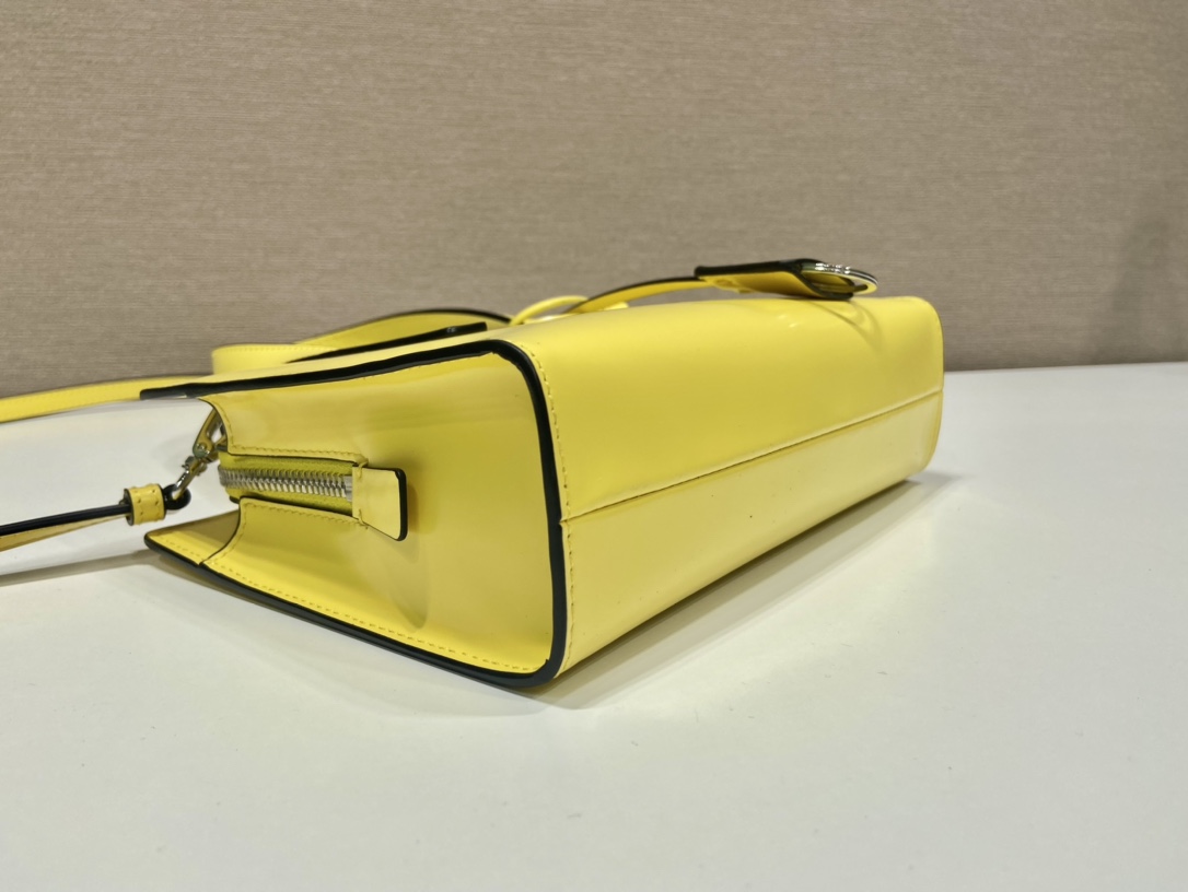 Prada Mini Re Edition 1995 Brushed Leather Handbag Bag Lemon Yellow 1BA357